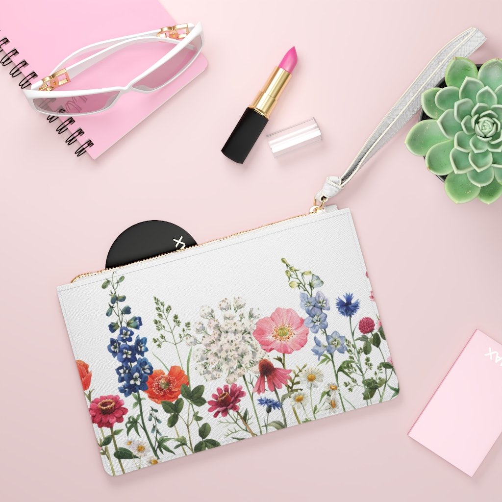Floral Designed Zipped Clutch Bag - Roses & Chains | Fashionable Clothing, Shoes, Accessories, & More