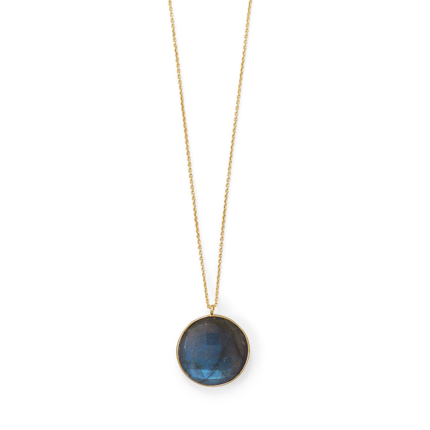 Exciting, Electric and Eye Catching. Round Labradorite Necklace - 14 Karat Gold Plated 