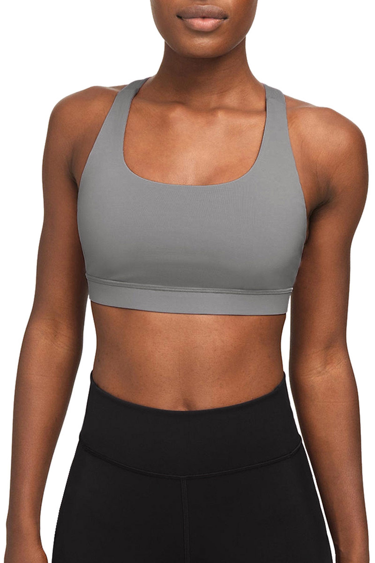 Recycled Seamless Racerback Sport/Yoga Bra - Grey Silver - Roses & Chains | Fashionable Clothing, Shoes, Accessories, & More