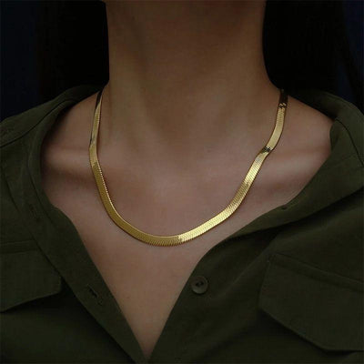 Flat Chain Necklace - 18K Gold Plated