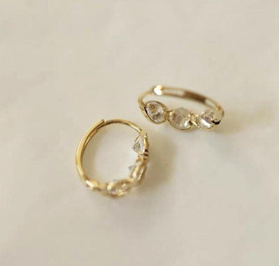 9K Solid Gold Hoop Earrings With Zirconia