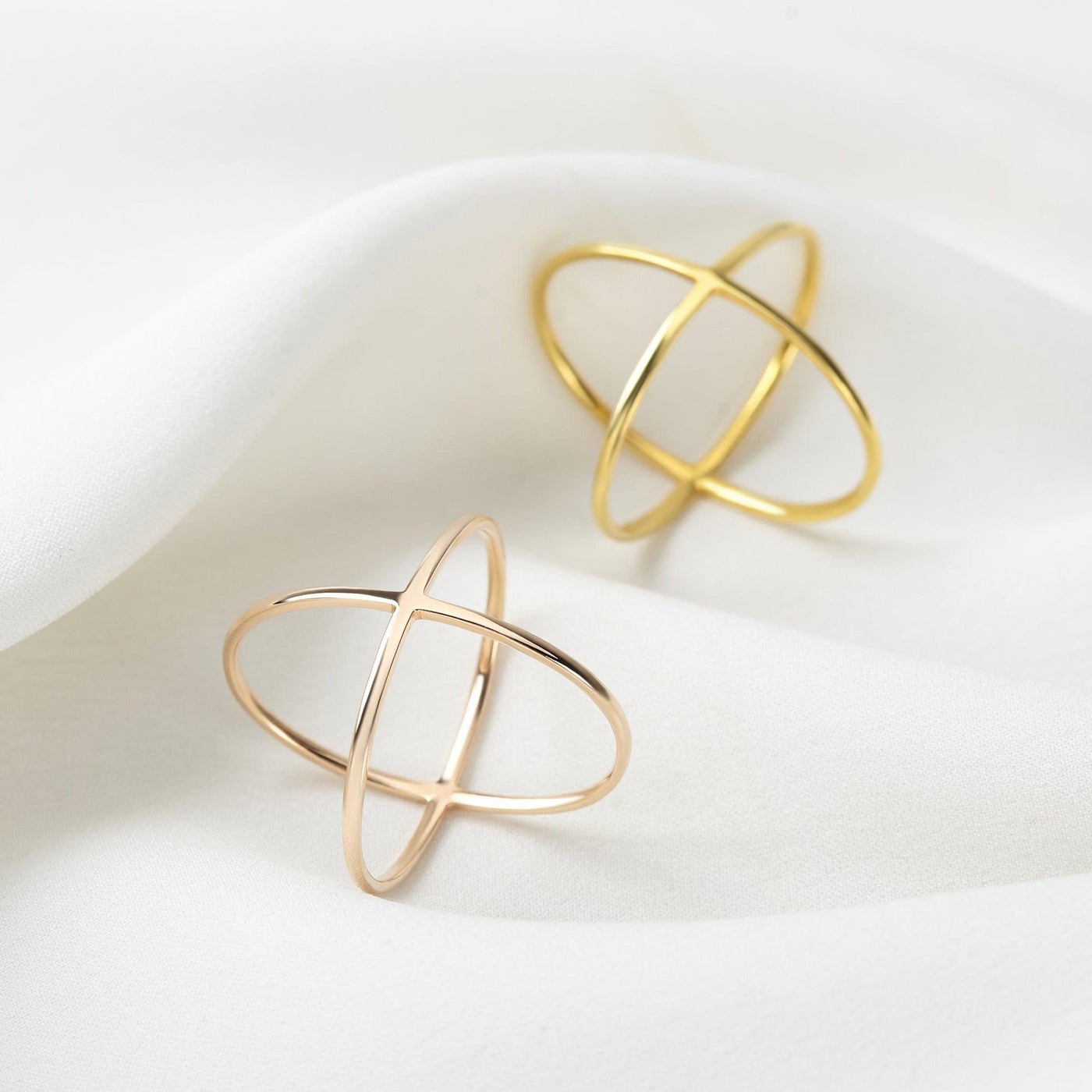 18k Gold Plated Criss Cross Ring (18k Gold, Rose or Sterling Silver)