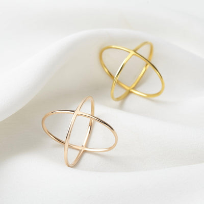 18k Gold Plated Criss Cross Ring (18k Gold, Rose or Sterling Silver)