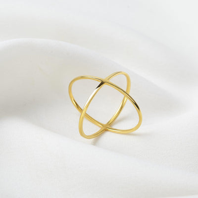 18k Gold Plated Criss Cross Ring 