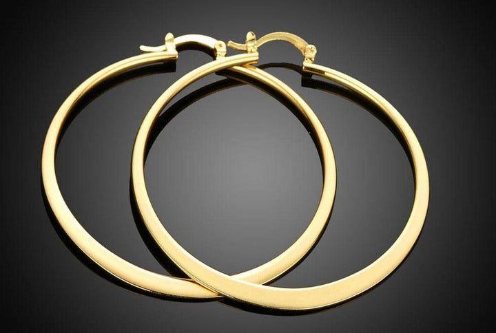 Flat Hoop Earrings in 18K Gold Plated