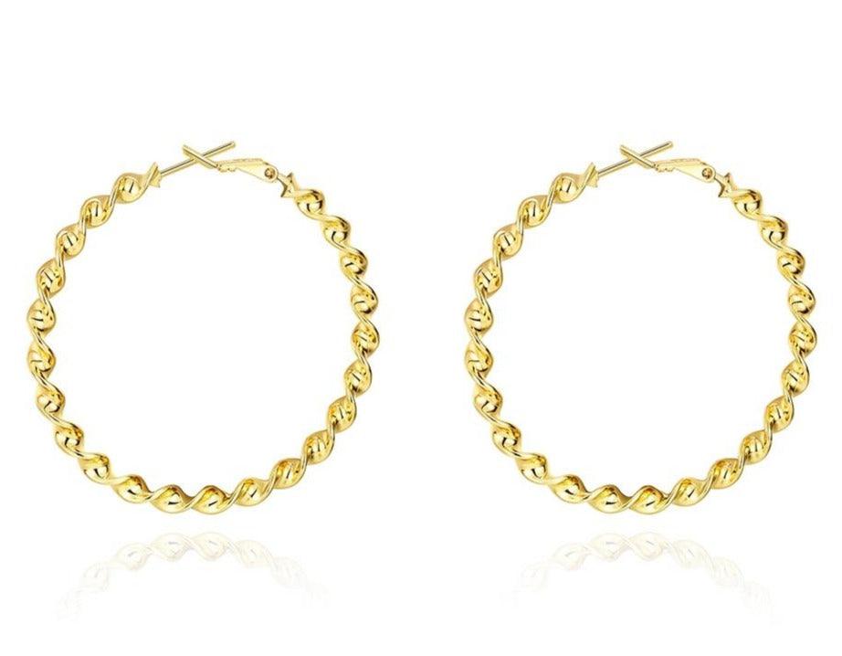 18K Gold Plated Twist Hoop Earrings