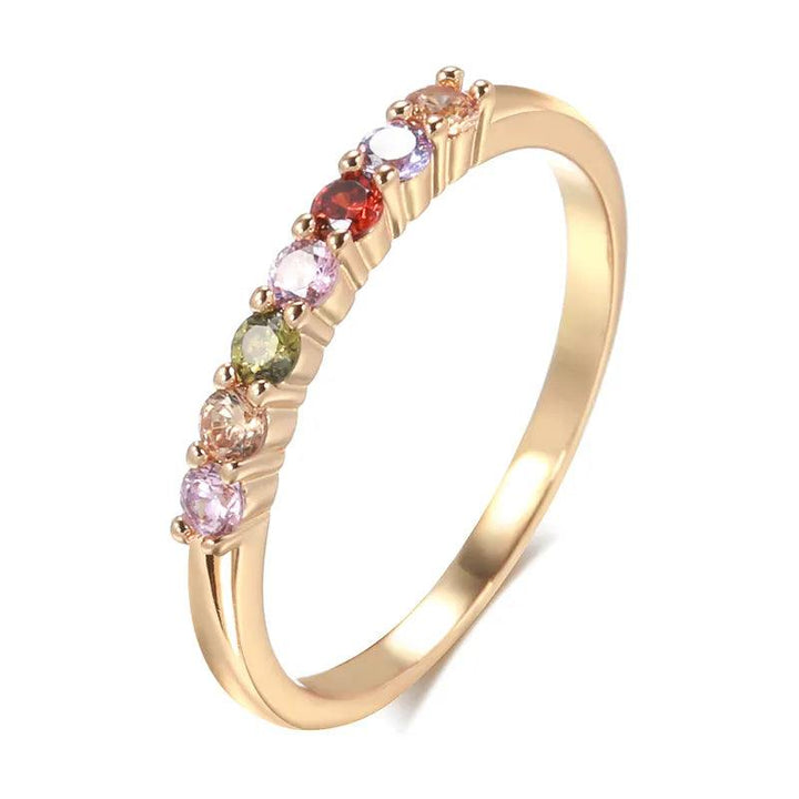 14k Gold Plated, Colorful Zircon Ring