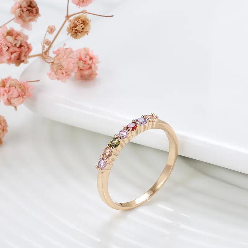 14k Gold Plated, Colorful Zircon Ring