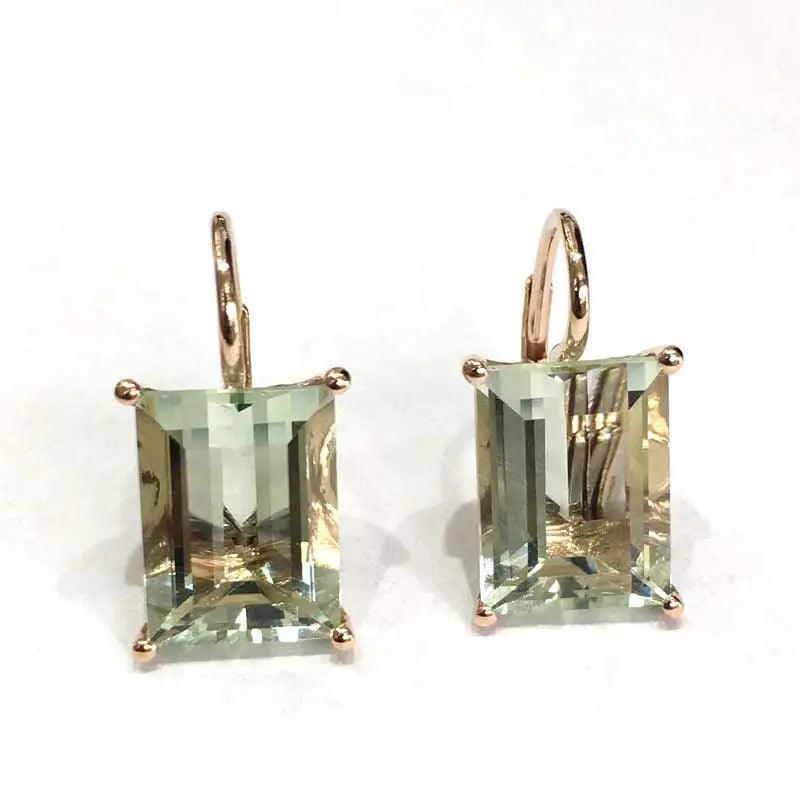 Natural Green Amethyst Drop Earrings