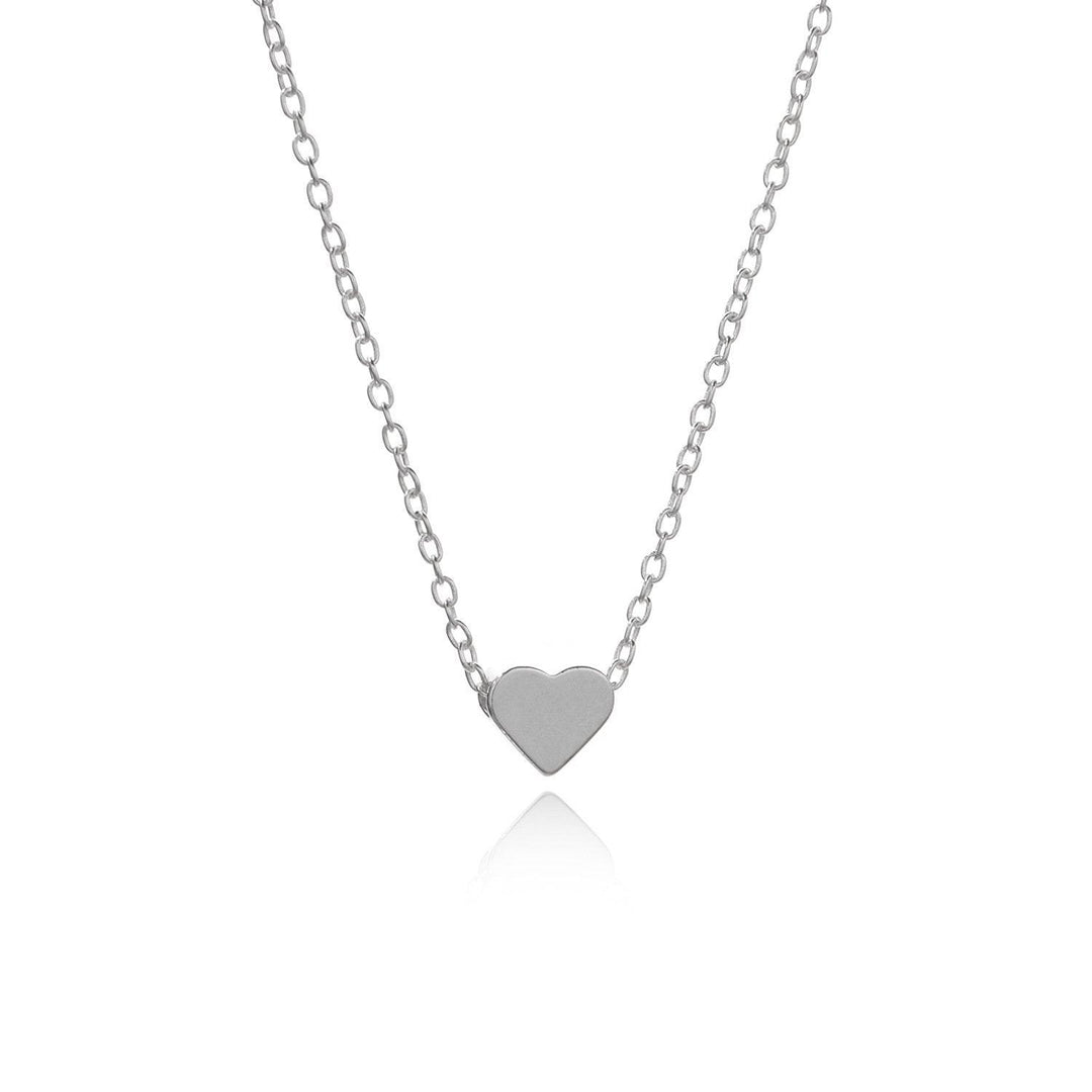 18K White Gold Plated, Classic Heart Necklace 