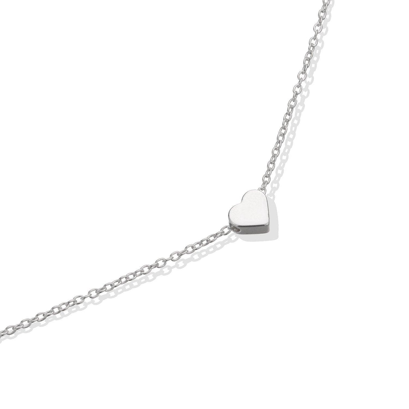 18K White Gold Plated, Classic Heart Necklace 