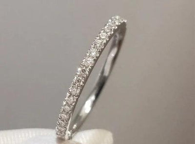 White Gold Ring With Brilliant Cut Moissanite Diamonds- 9k Or 10K White Gold Options