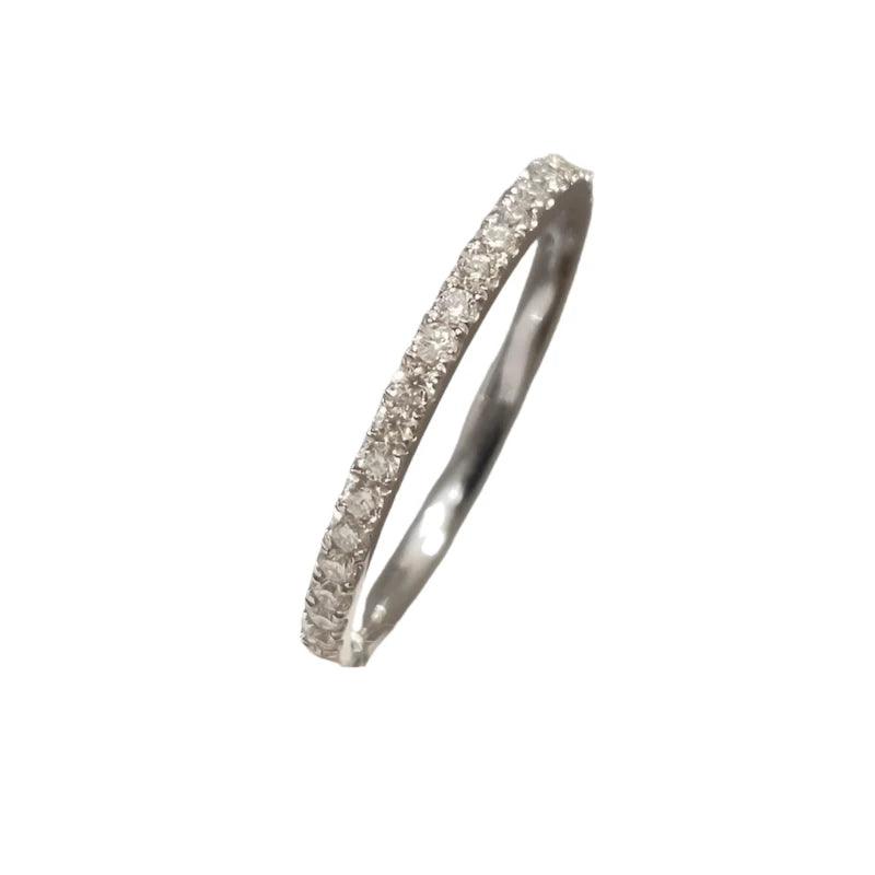 White Gold Ring With Brilliant Cut Moissanite Diamonds- 9k Or 10K White Gold Options