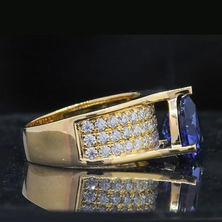 Solid Gold 3 Carat Trillion Cut, Lab Created Sapphire Ring