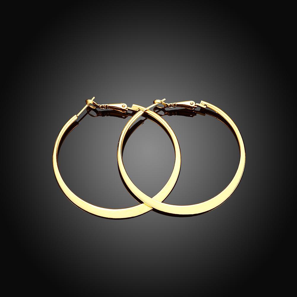 18 Karat, Gold Plated, Flat Hoop Earrings