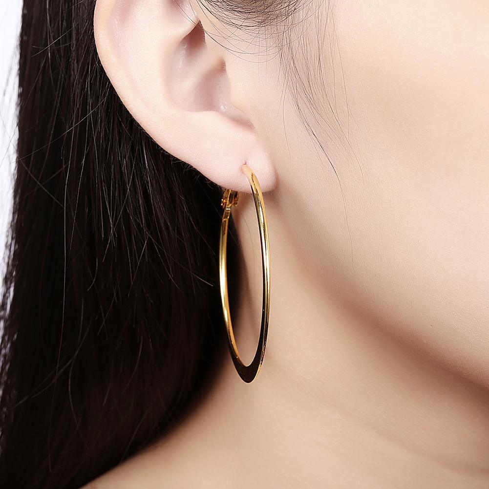 18 Karat, Gold Plated, Flat Hoop Earrings