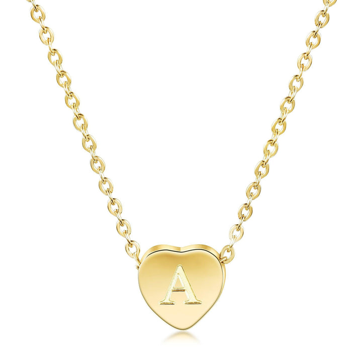 14k Gold Plated Heart Initial Necklace