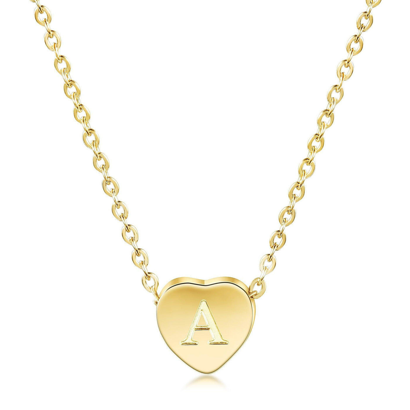 14k Gold Plated Heart Initial Necklace