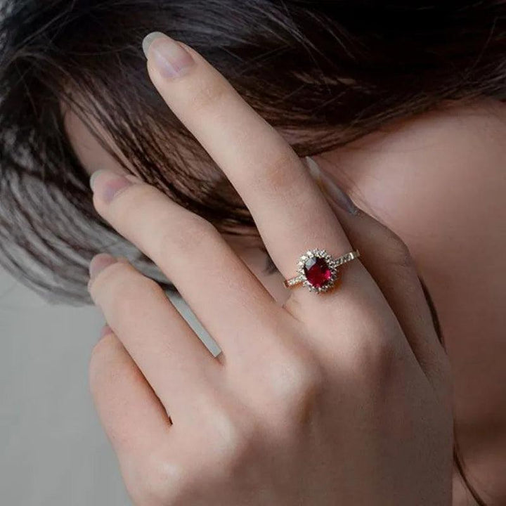 Vintage Inspired 18k Gold Plated Ruby Ring