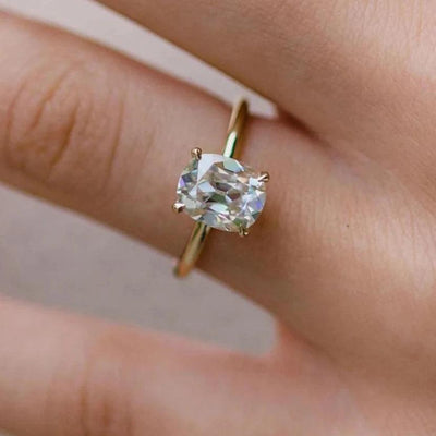 Solid 18k Gold Ring With Moissanite Solitaire- Available In White Or Yellow Gold