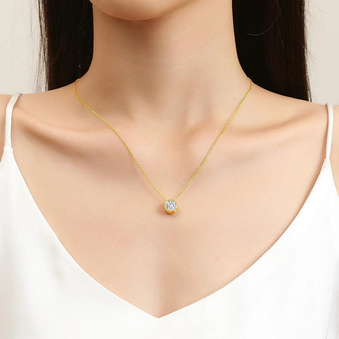 Gold Plated Necklace With Moisanite