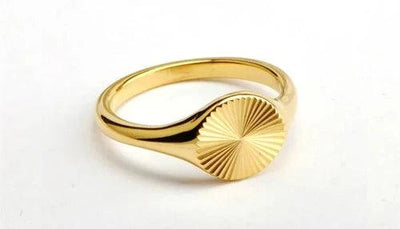 Gold Plated Sunburst Signet Ring