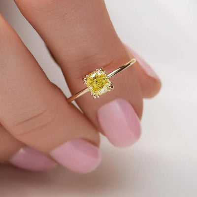 Vibrant Yellow 1 Carat Moissanite Diamond Ring- White Or yellow 9k, 14k or 18k Gold