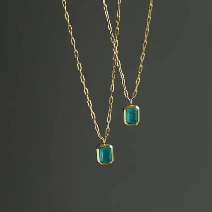 18k Gold Plated, Glacial Green Zirconia Pendant