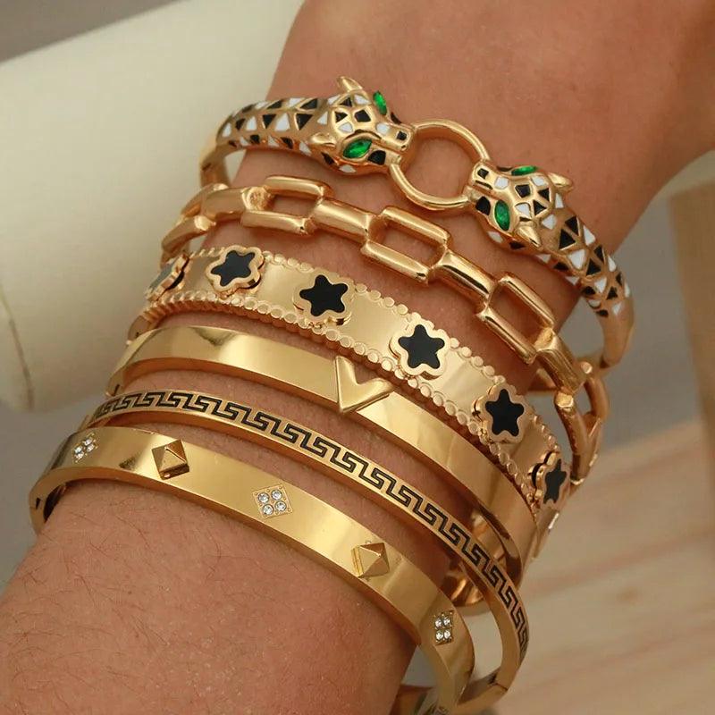 Classic Leopard And Crystal Bracelets (Gold, Rose Gold And Silver)