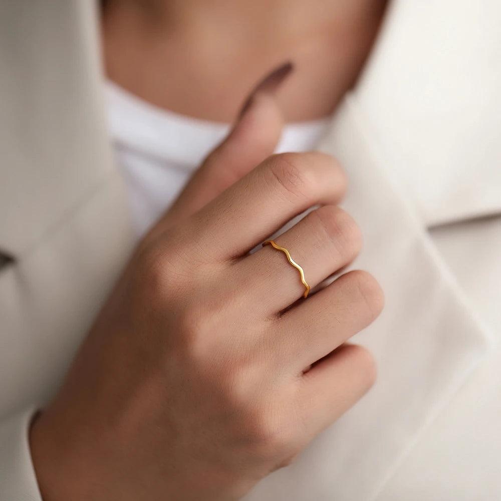 Minimalist Sea Wave Light Ring- Gold And Silver Options