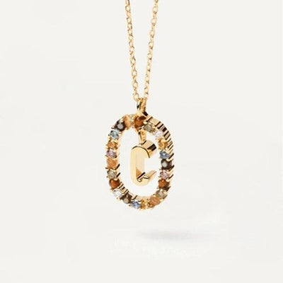 New 26 English Letter Pendant 925 Sterling Colored Zircon Letter