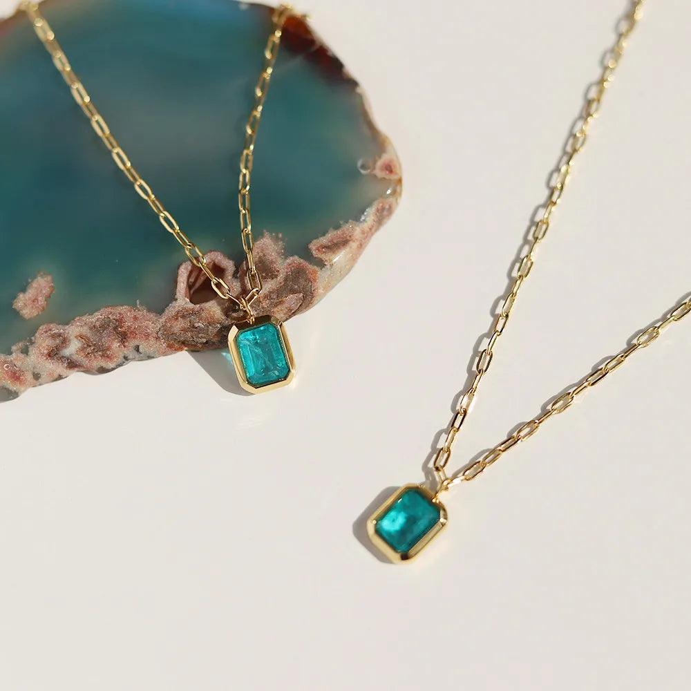 18k Gold Plated, Glacial Green Zirconia Pendant