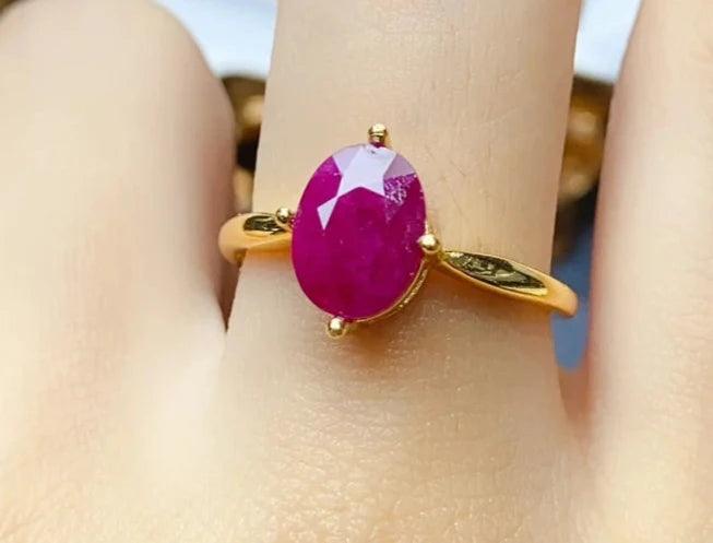 Gold Plated Natural Ruby Ring