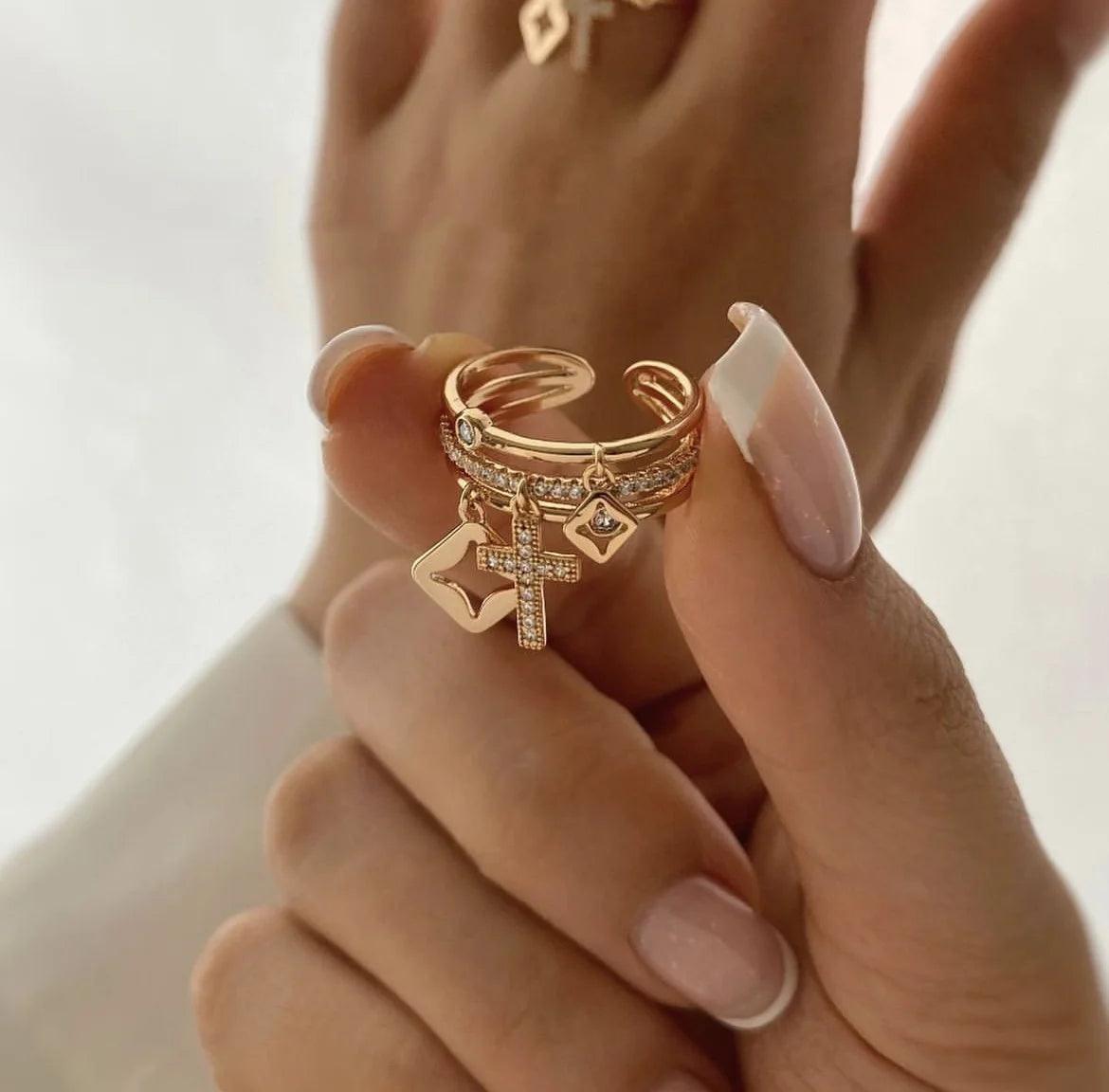 18 Karat Gold Plated Charm Ring