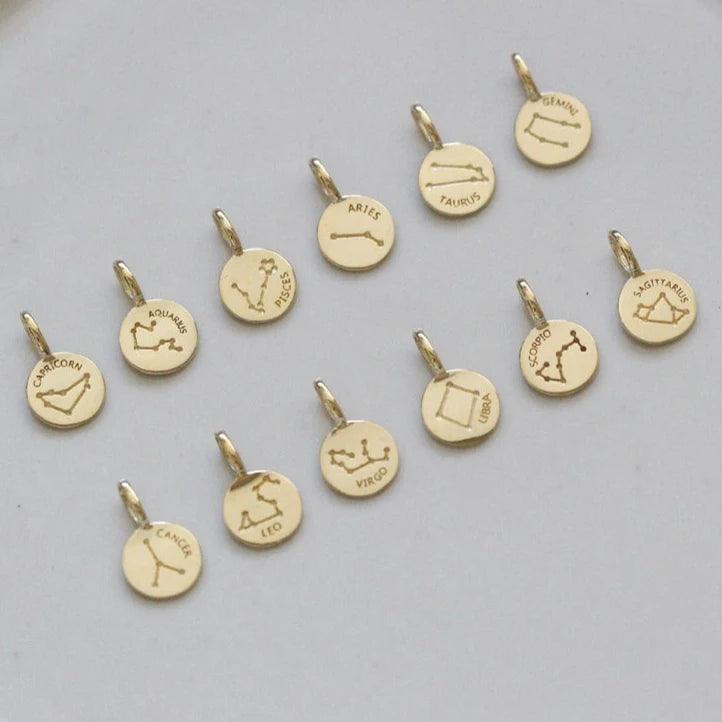 Solid 9K Gold, 12 Constellations Charms