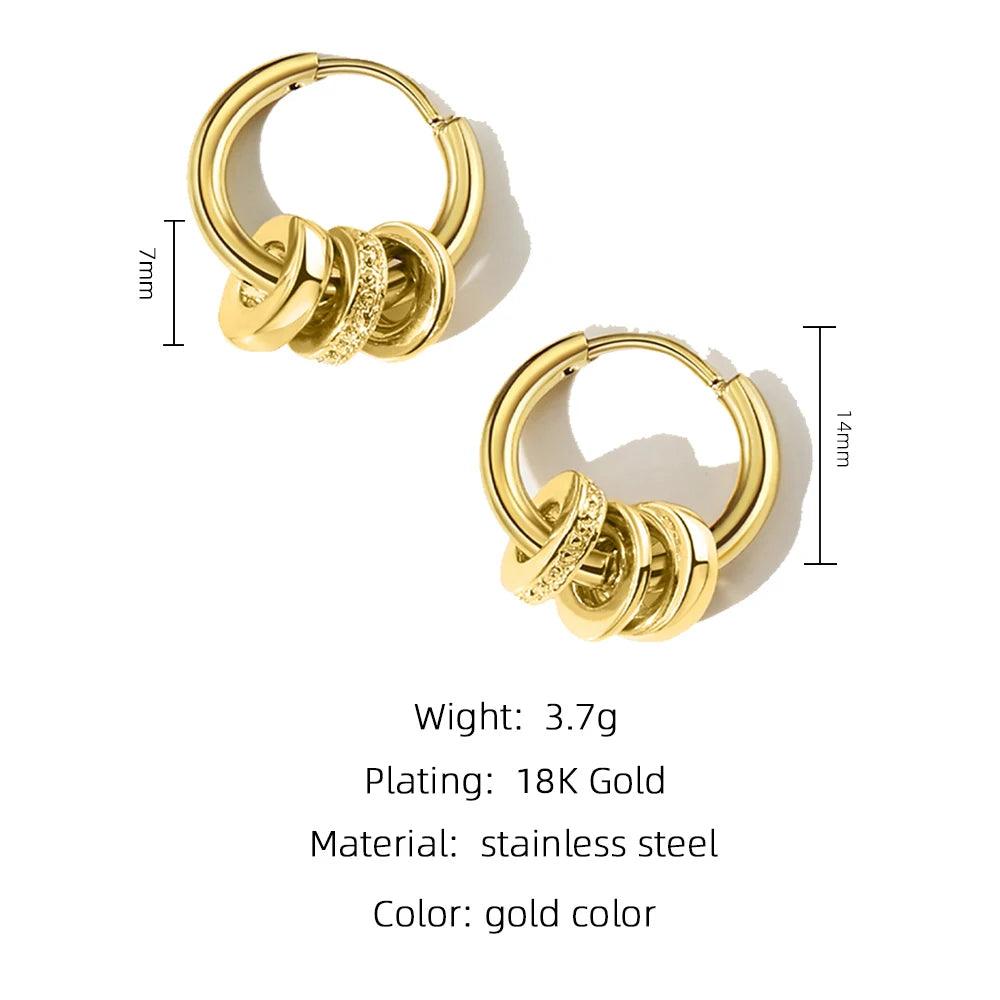 18k Gold Plated Stainless Steel Hoop Earrings With Charms