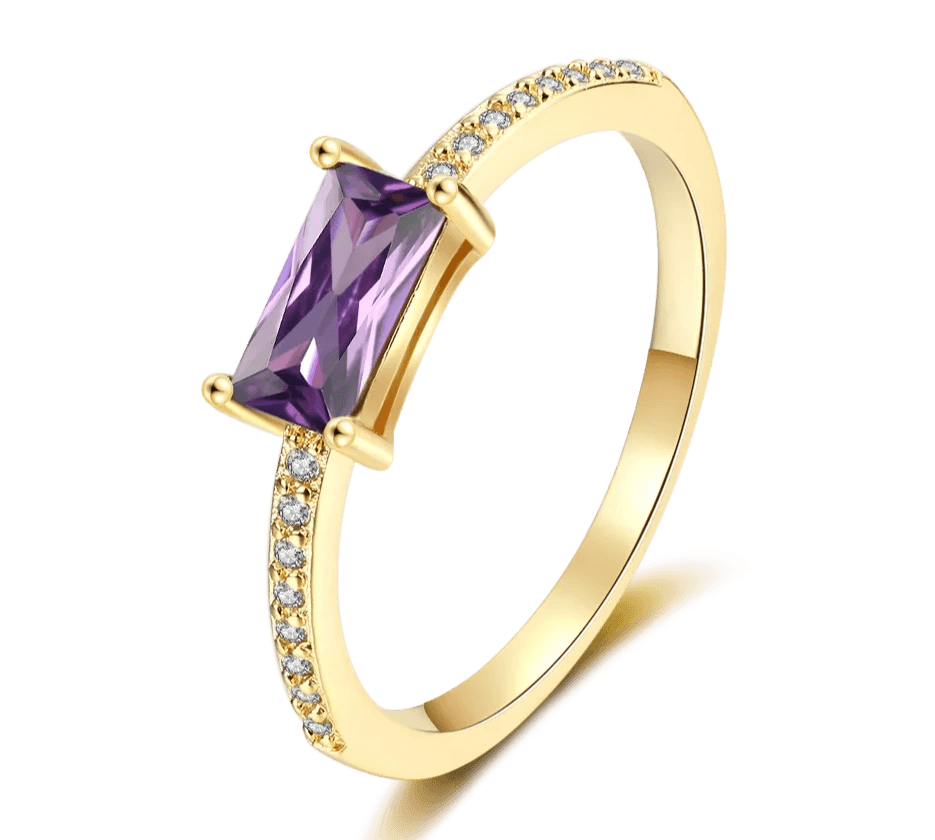 Amethyst Ring With Oval CZ Ring