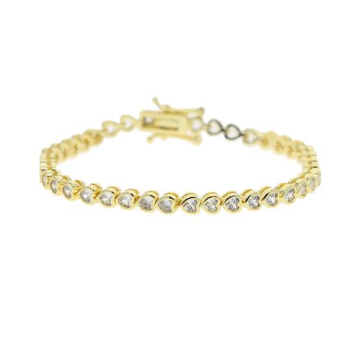 Various shaped, geometric bezel, Cubic Zirconia tennis chain bracelet