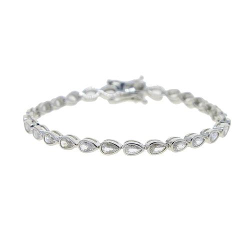 Various shaped, geometric bezel, Cubic Zirconia tennis chain bracelet