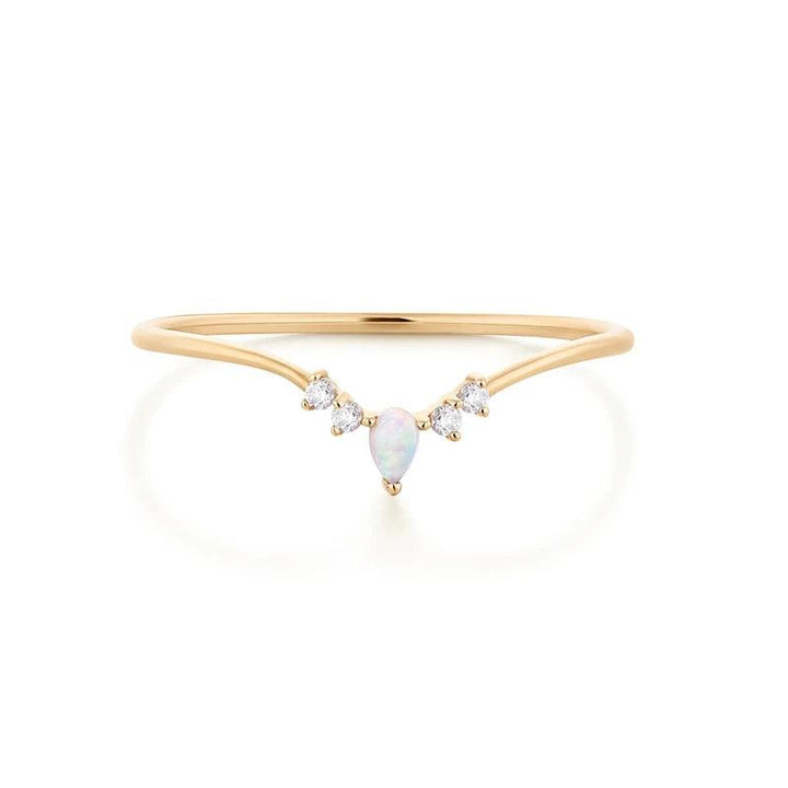 Stunning Solid Gold Ring With Brillant Opal And Zircon Stones