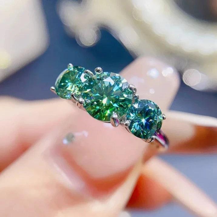 Spectacular 4 Karat Green Moissanite Ring