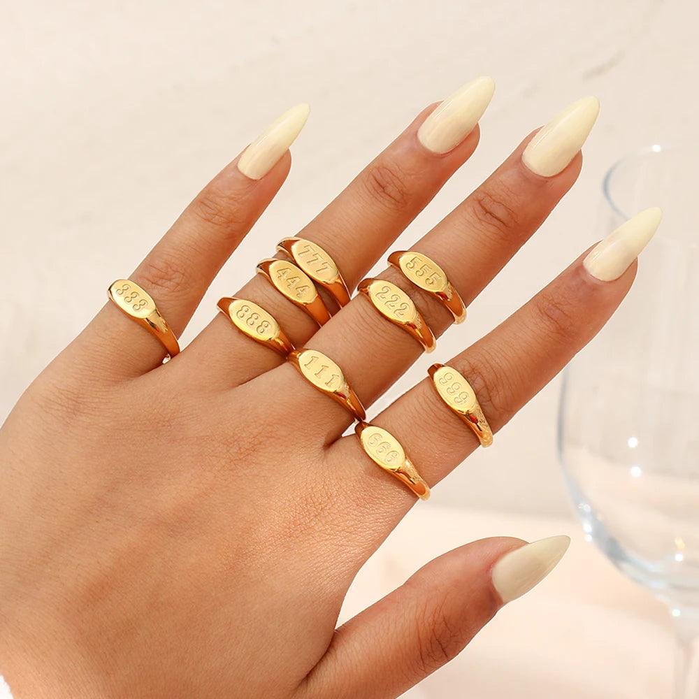 18K Gold Plated, Angel Number Rings