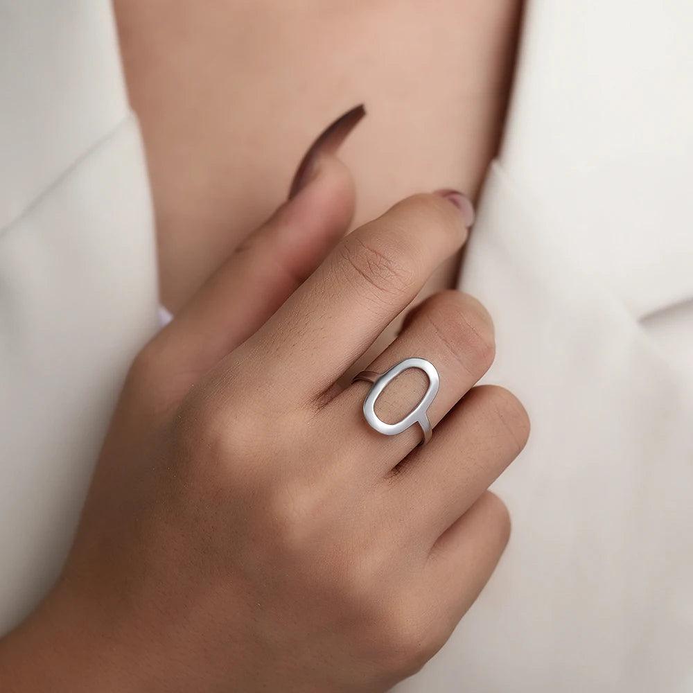 Classic Minimalist Hallow Oval Ring