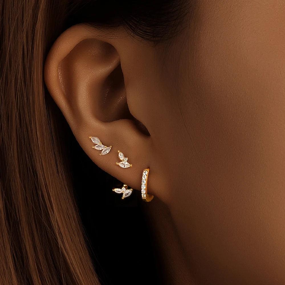 18k Gold Plated, 3-Piece Stud Earring Set