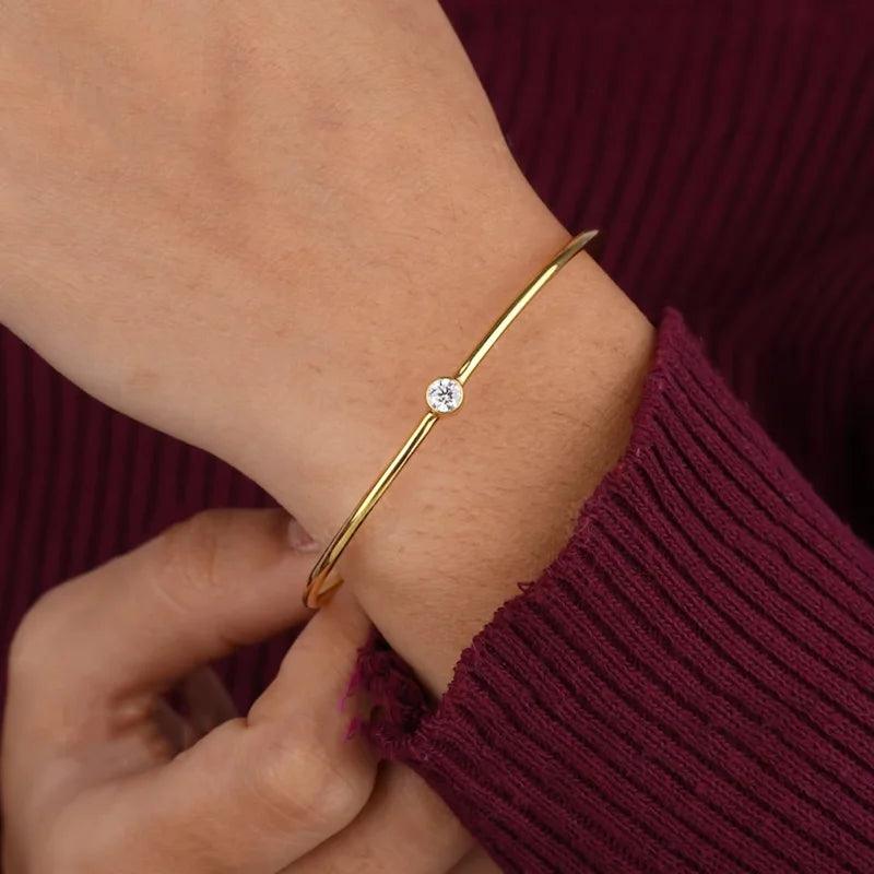 14K Gold Plated Sterling Silver Bangle Bracelet