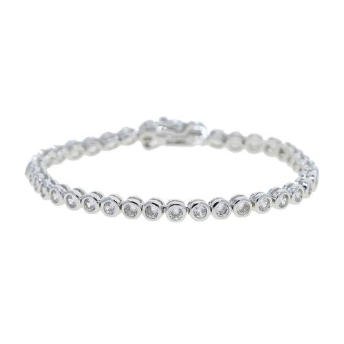 Various shaped, geometric bezel, Cubic Zirconia tennis chain bracelet