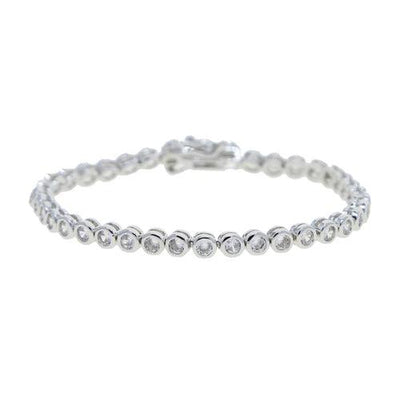 Various shaped, geometric bezel, Cubic Zirconia tennis chain bracelet