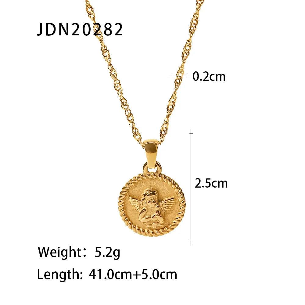 18k Gold Plated Angel Pendant Necklace And Ring