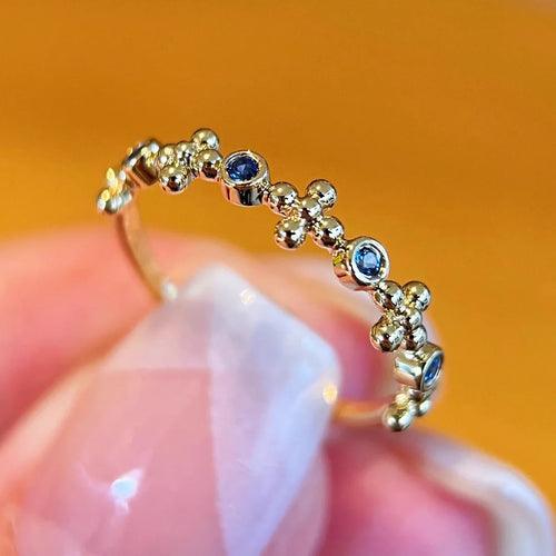 18k Gold Plated Cross And Sapphire Ring