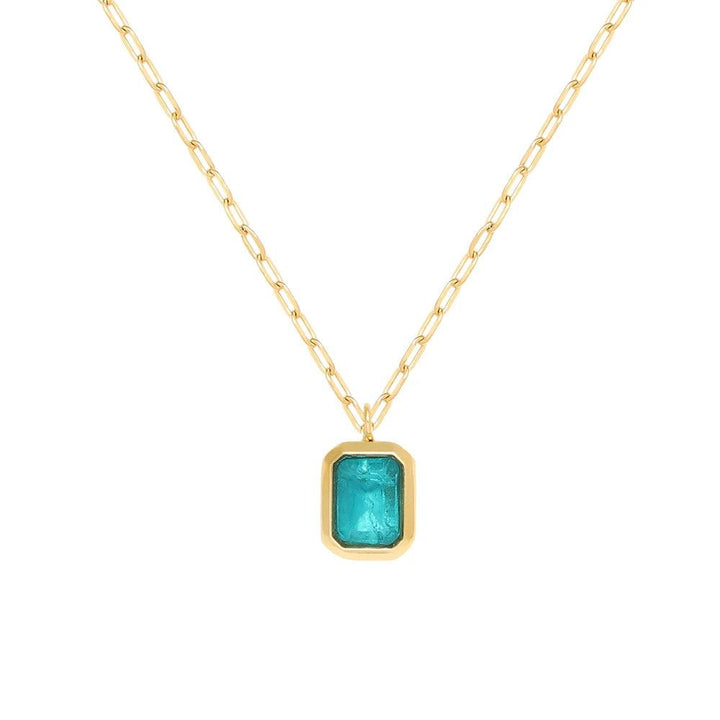 18k Gold Plated, Glacial Green Zirconia Pendant